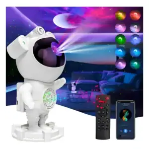 Projetor Astronauta Lua Galaxia Infantil Abajur Led Menino Cor da cúpula Preto Cor da estrutura Branco