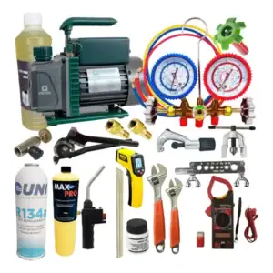 Kit Refrigeração Ar Condicionado Bomba Vácuo Completo Pro Cor Preto