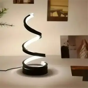 0327- Lâmpada De Mesa Led Em Espiral Preta Com Toque