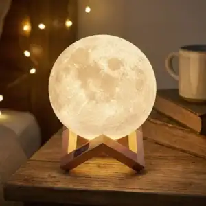 Luminária Led Lua Cheia 3d Abajur De Mesa Decoração Luz Noturna 12cm Luz Amarela Branco Quente Ideal Para Quarto Estúdio Sala Luxside