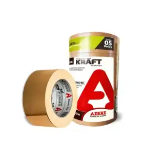 Kit 5 Fita Adesiva Kraft Embalagem Papel Crepado 45mm X 50m Cor Marrom Liso - MARCA ADERE FITAS ADESIVAS