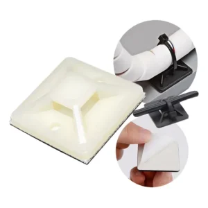 Kit 100un Fixador Autoadesivo 25x25mm - Branco Ou Preto