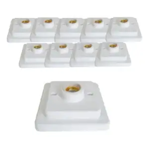 Kit 10 Plafon Luminária Branco Quadrado Bocal Porcelana 100w