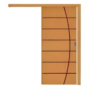 Kit Porta De Correr Com Trilho 210x92 Folha Frisada C/fecha