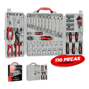 Kit Maleta Ferramentas 110 Peças Worker Cromo-Vanádio Soquetes