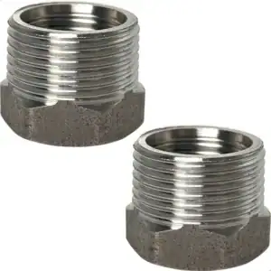 2 Bucha Redução 3/4 X 1/2 Aço Inox Rosca Macho Fêmea Kit Prata Usinado