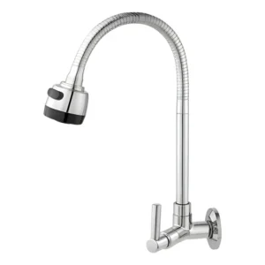 Torneira Gourmet Parede Articulada 2 Jatos Cromada Inox Acabamento Brilhante Cor Prata