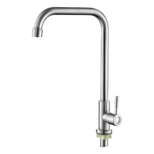 Torneira Cozinha Mesa Bica Alta Metal Em Aço Inox Escovado