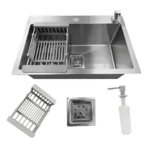 Cuba Cozinha Gourmet Quadrada Aço Inox 304 Escovada 60x40cm com Acessórios Stillus Home