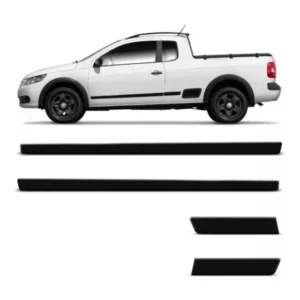 Kit Friso Lateral Volkswagen Saveiro G5 2009 A 2010 Preto