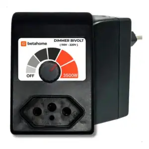 Dimmer Eletrônico Bivolt 3500W Betahome Controle de Potência Resistiva Controlador De Velocidade Motor 110v 220v 10A 3 Pinos Rpm Rotação Ferramentas Esmerilhadeira Furadeira Politriz Lixadeira Lâmpada