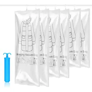 Kit 6 Sacos A Vácuo Reutilizáveis Com Bomba Manual