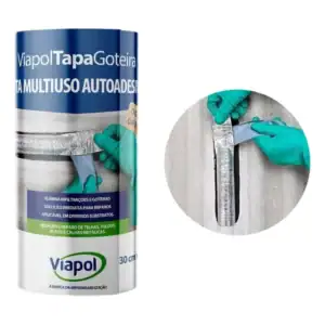 Fita Manta Viapol Tapa Goteira Autoadesiva Alumínio 30cm X 10m Telhado