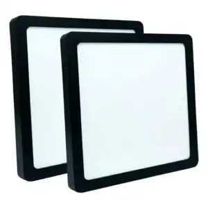 Kit 2 Led Plafon Sobrepor 40w 28x28 Quadrado Branco 6500k Preto