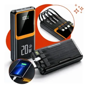 Carregador Portátil 20000 Turbo 22.5w Power Bank Premium Universal Rápido Para Samsung iPhone Xiaomi Motorola Celular Smartwatch Tablet Preto - Marca Hardline