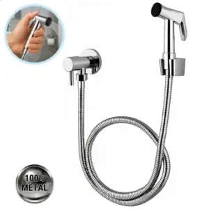 Ducha Higiênica Soft inox Chuveirinho Completa 100% Metal 1/4 De Volta Cromada