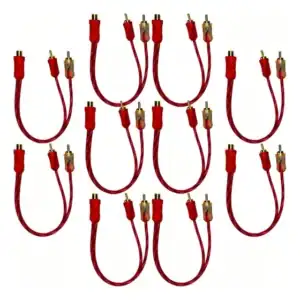 10 Cabos Rca 2 Machos Para Som Automotivo Injetado Vermelho E-tech