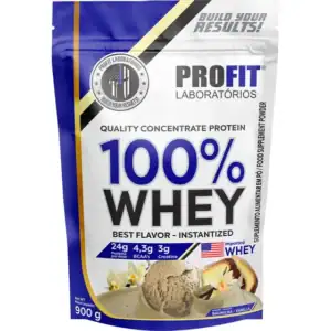 100% Whey - Isolado E Concentrado Refil 900g - Profit Sabor Baunilha