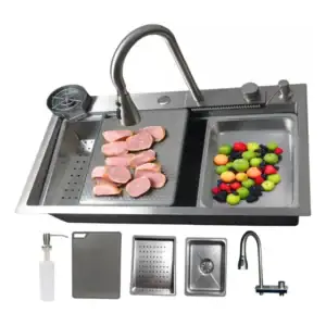 Cuba Gourmet Cozinha Premium Aço Inox 304 75x45 Stillus Home com Torneira Monocomando Cascata 360° Lavador de Copos e Acessórios Completa