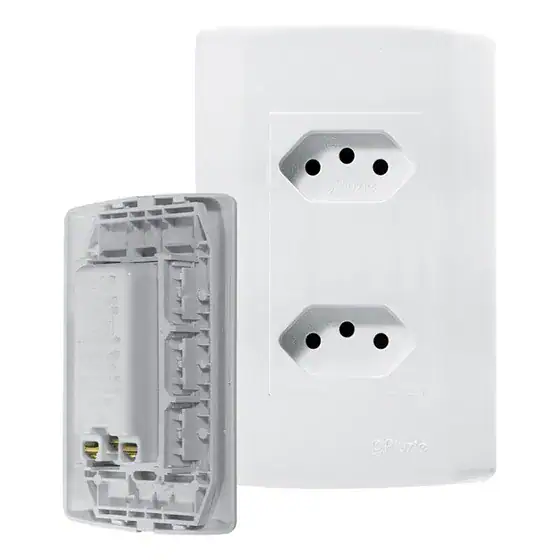 Tomada Dupla Modular Pluzie 20A Branco 4x2 Embutir Pial