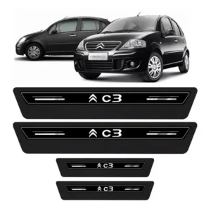 Soleira De Porta Premium Citroen C3 04 05 2006 Á 2012 Preto