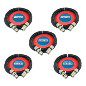 Kit 5 Cabos Microfone E Iluminação Dmx Xlr - Xlr 5 Metros