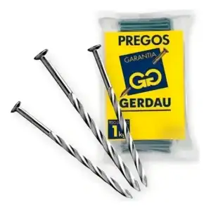 Prego Ardox Helicoidal Gerdau 19x36mm Aço Ponta Biselada 1kg