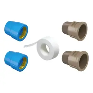 Kit 2 Luva Azul 25m 3/4 + 2 Adaptador Registro De Chuveiro
