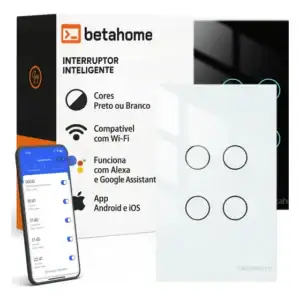 Interruptor Inteligente Wifi 4 Botões Betahome Touch Alexa Google Bivolt
