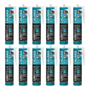 Kit 12 Veda Calhas Rufos Silicone Adesivo Selante 400g Cinza