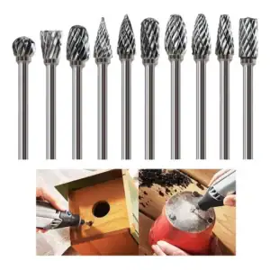 Kit Jogo 10 Fresas Lima Rotativa 1/8 Metal Duro Para Dremel