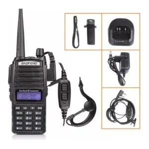 Rádio Comunicador Baofeng 5w Bf Vhf /uhf/ Fm Dual Band Uv-82 Cor Preto