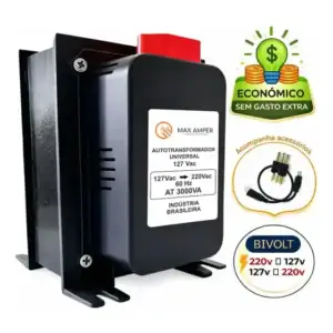 Auto Transformador 3000va Bivolt 9000 Btus 110 para 220 e 220 para 110 1600w Max Amper