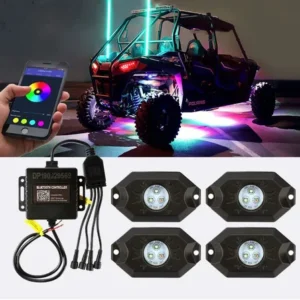 Kit Led Para Caixa De Roda Rgb Bluetooth Ip68 4 Farois