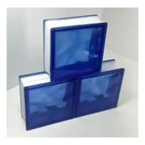 Kit 3 Tijolos Bloco Vidro Azul Transparente 19x19cm