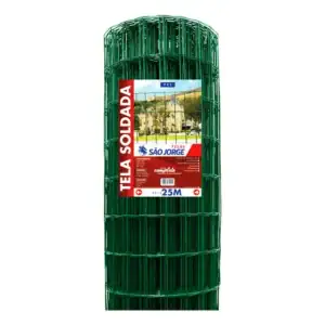 Tela Soldada Aço PVC 2 metros 25m Verde São Jorge Rolo Galvanizado