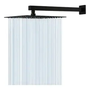 Chuveiro De Parede Aço Inox Preto Fosco Design Moderno Alta Resistência Jato Uniforme Fácil Instalação Compatível Com Aquecedor Gás Pressão Forte Banho Confortável Parede FC-71 Via Flix