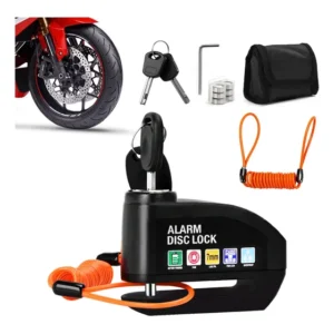 Cadeado Para Moto Alarme Sensor Movimento Bolsa Cabo Preto