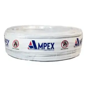 Cabo cordão flexível Ampex 2X2,5 mm 2x2.5mm² branco x 100m em rolo