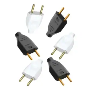 Kit Pino Plug Extensao Macho 2p 10a Preto/branco - 10 Peças