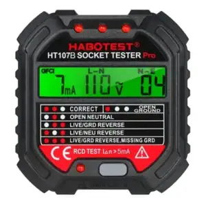 Testador de Tomada Elétrica Habotest HT107B com Display
