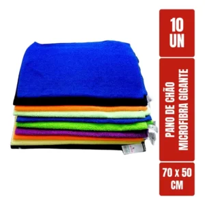 Kit C/ 10 - Pano De Chão Microfibra Gigante 50x70cm - Neves - Multiuso - Limpeza Geral - Multicores