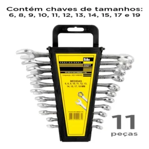 Jogo De Chave Combinada Eda 11 Peças 6-19mm Aço Carbono