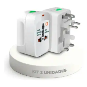 Kit 2 Adaptador de Tomada Universal Lecom Para Viagem Internacional 150 Países
