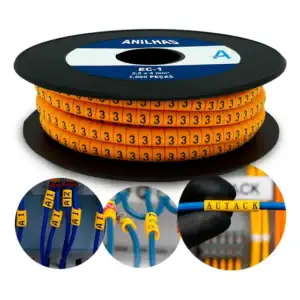 Anilha Marcador Cabos Fios Ec-1 2,5 A 4mm 0 A 9 - 1000un