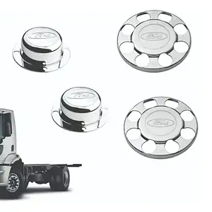 Kit Sobre Tampa Do Cubo Ford Cargo Pesado Cromada (par)