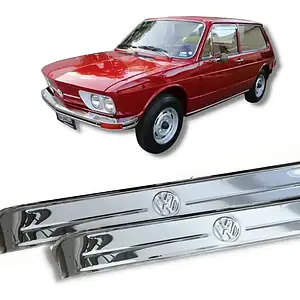 Calha Chuva Brasilia Inox 1 Cordão E Logo Vw Brasilia Par