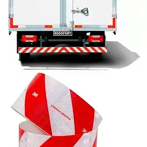 Faixa Refletiva 3m Parachoque Caminhão 2,40m X 30cm Cor Vermelho Listrado