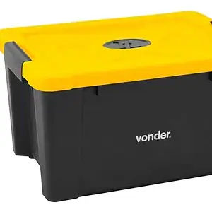 Caixa Baú 34 Litros Para Guardar Ferramentas Objetos Vonder Cor Amarelo/Preto