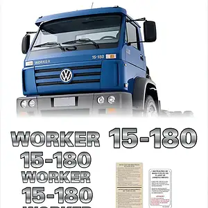 Kit Adesivo Volkswagen 15-180 Worker Emblema Caminhão Cmk58